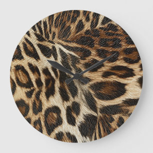 Spiffy Leopard Spots Leather Grain Look Große Wanduhr