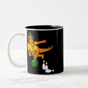 Spike Cartoon Bowling Dinosaurier Bowlers Grafik Zweifarbige Tasse