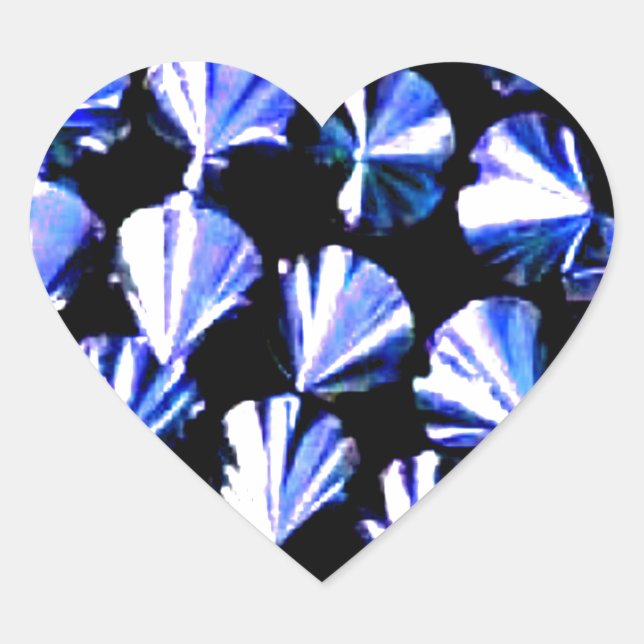 Spiked Blue Silver Metal Herz-Aufkleber (Vorderseite)