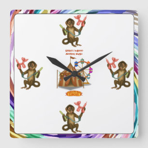 Spikes Ballonaffen-Magie Quadratische Wanduhr