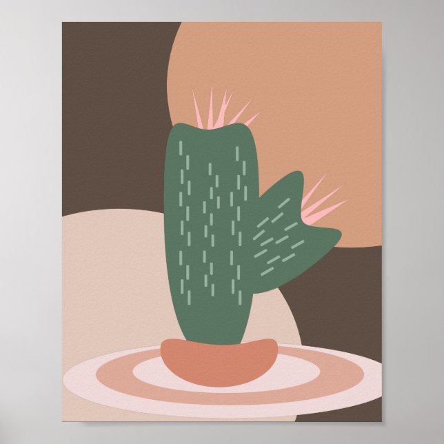 Spikey Cactus Pflanze Potted Bohemisch Wall Art Poster (Vorne)