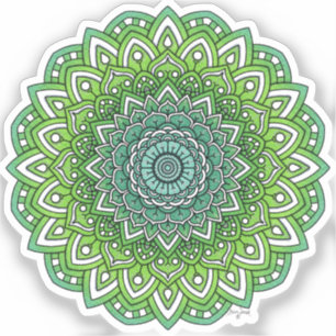 Spiky Green Blume Mandala Aufkleber