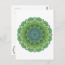 Spiky Green Blume Mandala Postkarte