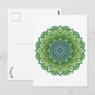 Spiky Green Blume Mandala Postkarte