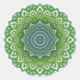 Spiky Green Blume Mandala Runder Aufkleber