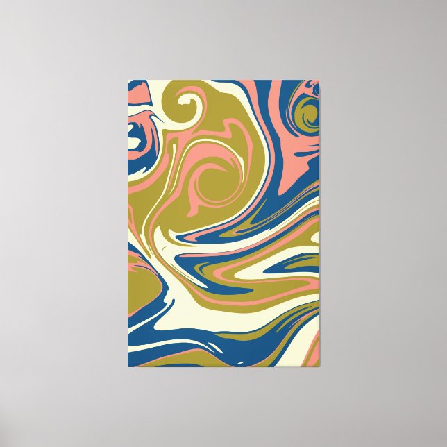 Spill - Blau, Olivgrün, Rosa und Creme Leinwanddruck (Vorderseite)