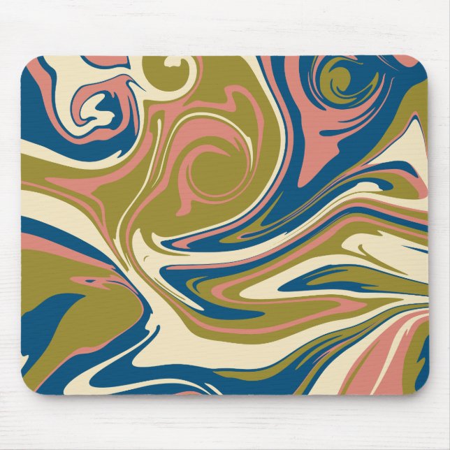 Spill - Blau, Olivgrün, Rosa und Creme Mousepad (Vorne)