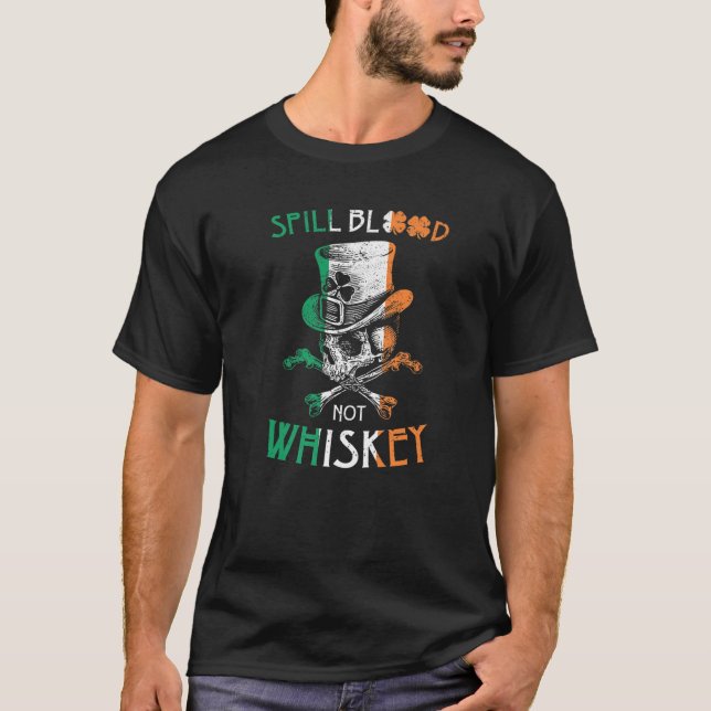 Spill blut nicht Whiskey T Irish Skeleton Biker Vi T-Shirt (Vorderseite)