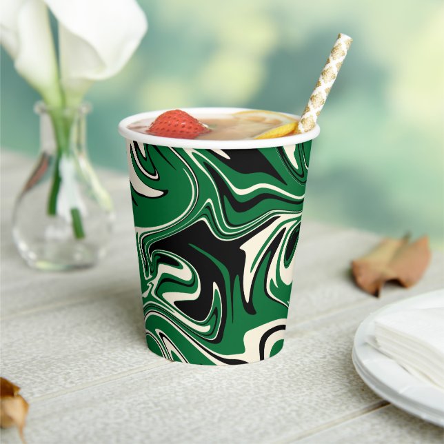 Spill - Grün, Creme und Schwarz Pappbecher (In Situ)
