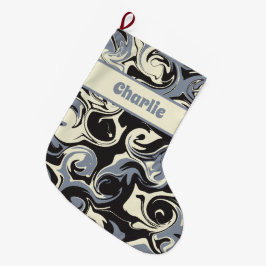 Spill in Schwarz, Grau und Creme Großer Weihnachtsstrumpf