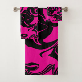 Spill - Magenta und Schwarz Badhandtuch Set