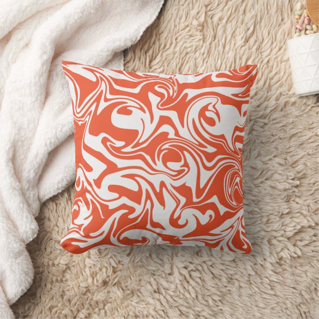 Spill - Orange und Weiß Kissen (Decke)