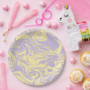 Spill - Pastellgelb und Lila Pappteller