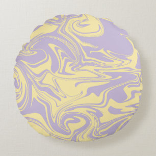 Spill - Pastellgelb und Lila Rundes Kissen