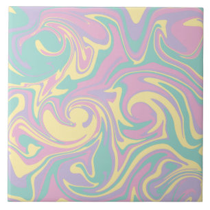 Spill - Pastellrosa, Gelb, Lila und grün Fliese