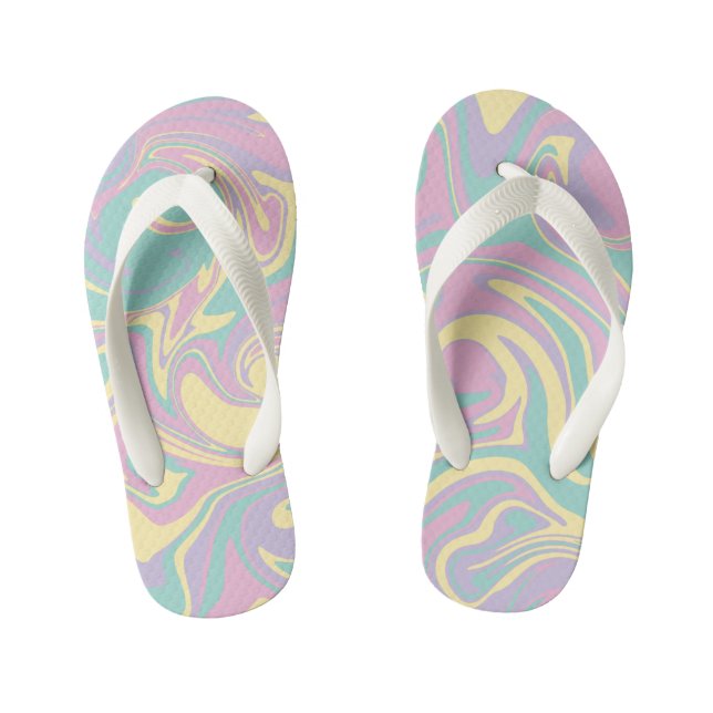 Spill - Pastellrosa, Gelb, Lila und grün Kinderbadesandalen (Fußbett)