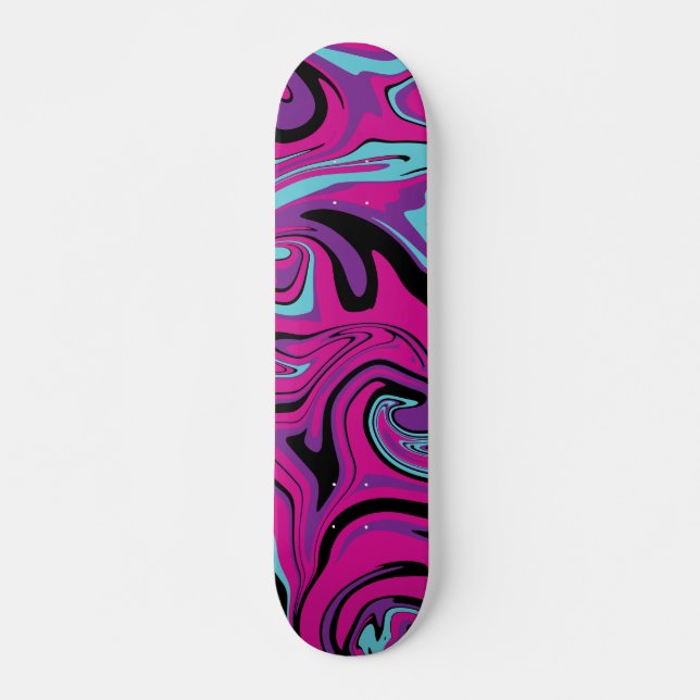 Spill - Rosa, Lila, Blau und Schwarz Skateboard (Vorne)