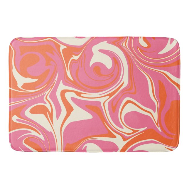 Spill - Rosa, Orange und Creme Badematte (Vorderseite)