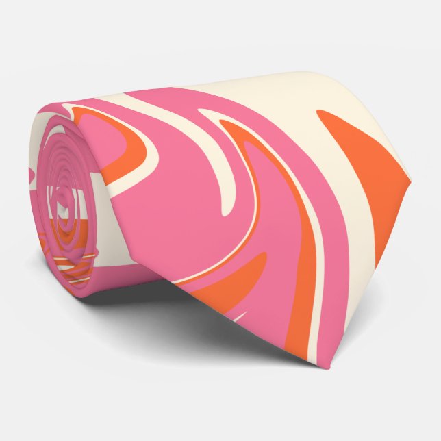Spill - Rosa, Orange und Creme Krawatte (Gerollt)