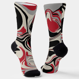 Spill - Rot, Grau, Schwarz und Knochenweiß Socken