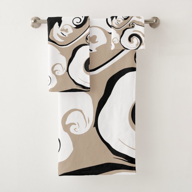 Spill - Taupe, Schwarz und Weiß Badhandtuch Set (Insitu)