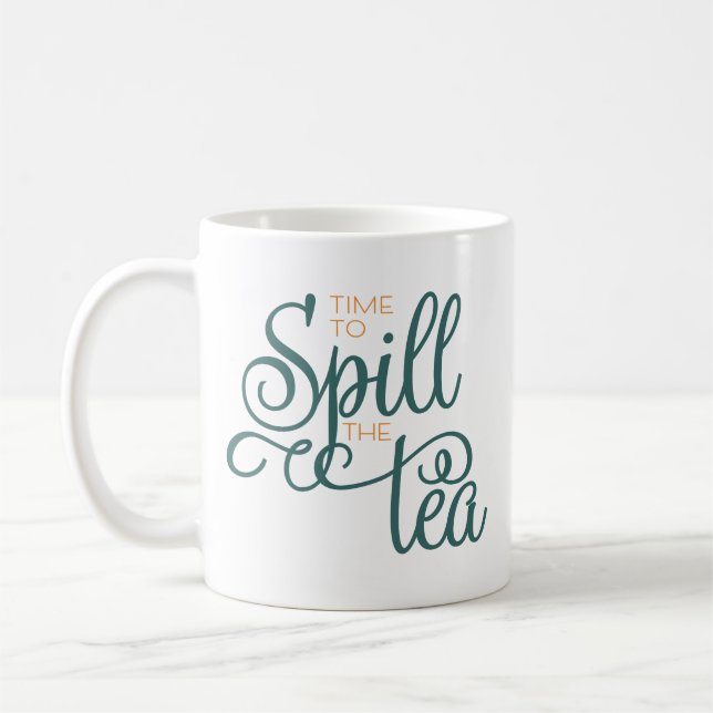 Spill Tea Sassy Typographie Green Coffee Mug (Gauche)