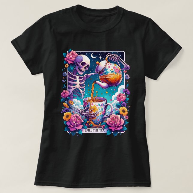 Spill the Tee Skeleton Tarot Card T - Shirt (Design vorne)