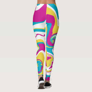 Spill - Türkis, Gelb, Rosa und Weiß Leggings