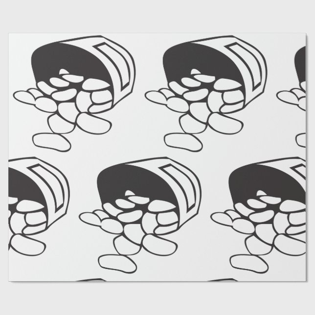 Spilled Beans Black and White Outline Geschenkpapier (Flach)