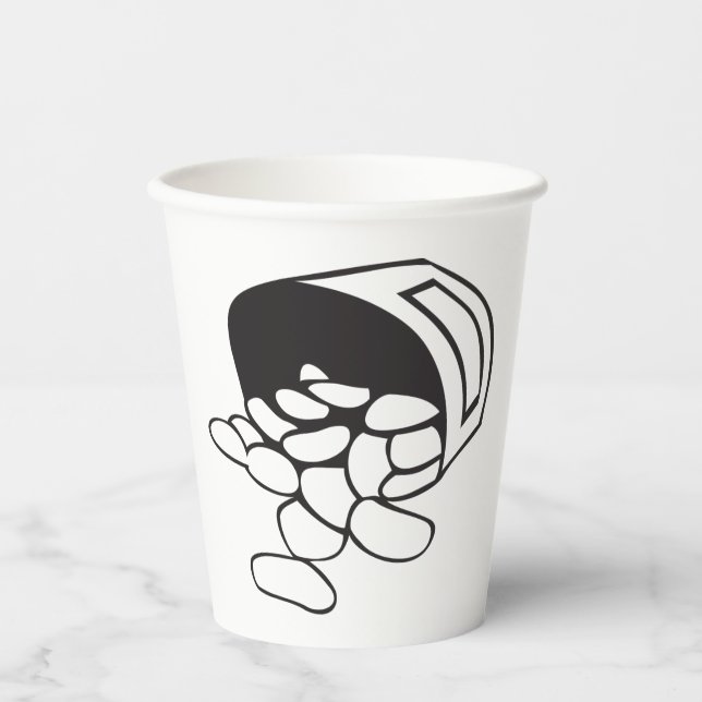 Spilled Beans Black and White Outline Pappbecher (Vorderseite)