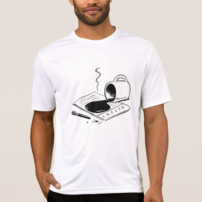Spilled Coffee on Report Funny Office Mishap T-Shirt (Vorderseite)