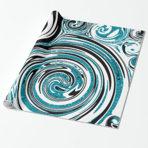 Spin and Swirl in Blau Geschenkpapier