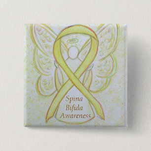 Spina Bifida Angel Awareness Ribbon Buttone Button