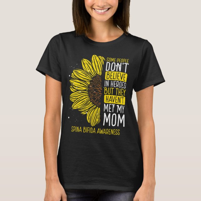 Spina Bifida Awareness Ribbon Mom Warrior T-Shirt (Vorderseite)