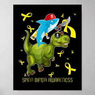 Spina bifida Bewusstsein Hai und Dinosaurier Poster