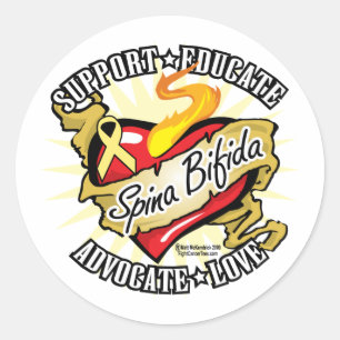 Spina Bifida Klassisches Herz Runder Aufkleber