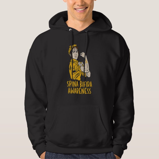 Spina Bifida Split Spine Awarness with Yellow Ribb Hoodie (Vorderseite)