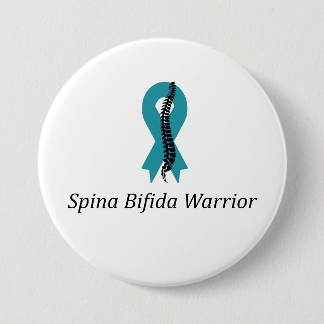 Spina Bifida Warrida Button mit Aquamariner Ribbon (Vorderseite)