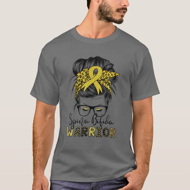 Spina Bifida Warrior Messy Bun Hair Frauen T-Shirt (Vorderseite)
