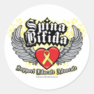 Spina Bifida Wings Runder Aufkleber