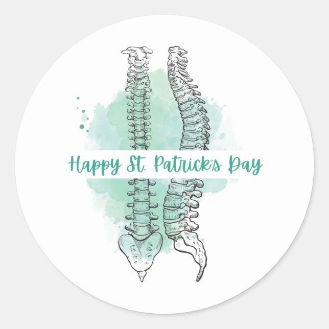Spine St. Patrick's Day Stickers, Chiropractic, Runder Aufkleber (Vorderseite)