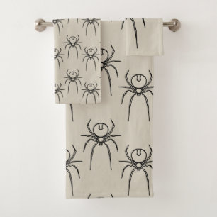 Spinne - Knochen weiß und schwarz Badhandtuch Set