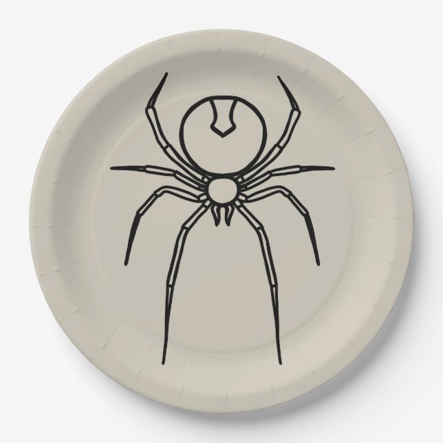 Spinne - Knochen weiß und schwarz Pappteller (Vorderseite)