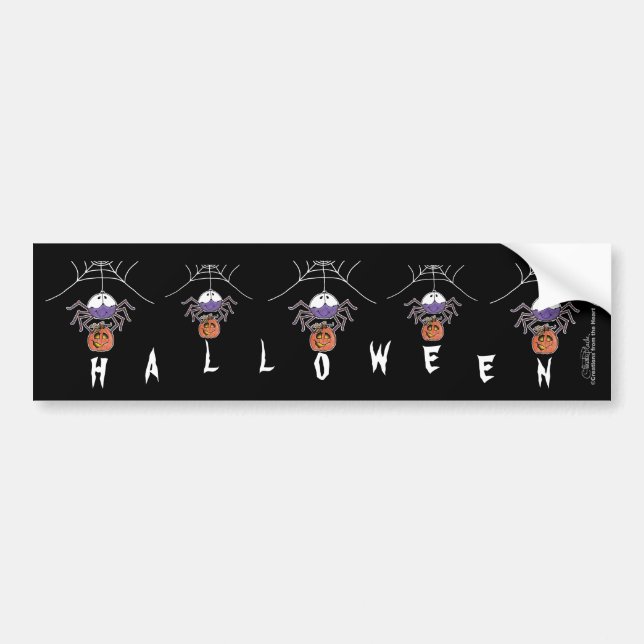 Spinne mit Jack-O-Lantern Autoaufkleber (Vorne)
