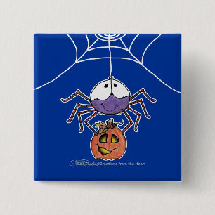 Spinne mit Jack-O-Lantern Button