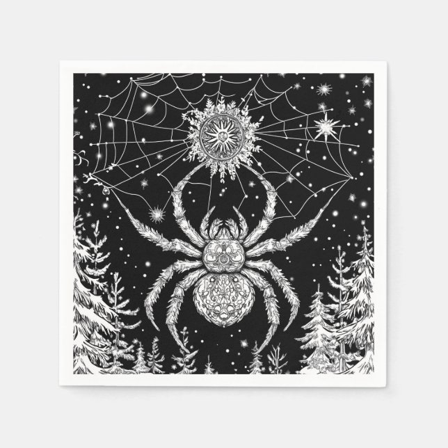 Spinne mit Mandala im magischen Netz Sternenhimmel Serviette (Vorderseite)