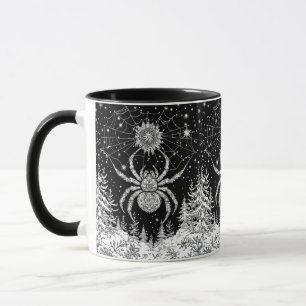 Spinne mit Mandala Netz magischer Sternenhimmel Tasse