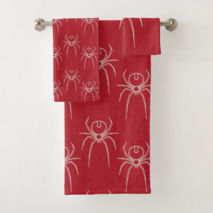 Spinne - Rot und Knochen weiß Badhandtuch Set