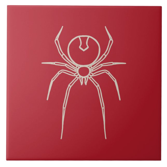 Spinne - Rot und Knochen weiß Fliese (Vorderseite)
