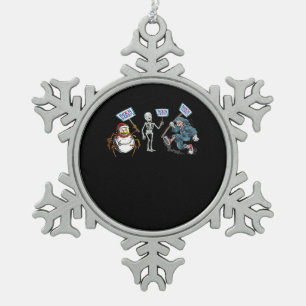 Spinne Totenkopf Laufendes Skelett Schneemann Spi Schneeflocken Zinn-Ornament